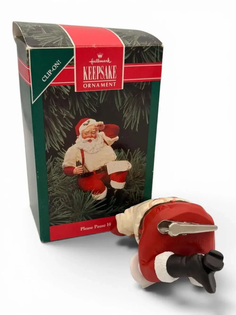 Hallmark Keepsake 1992 Coca-Cola Santa 'Please Pause Here' Clip-On Ornament